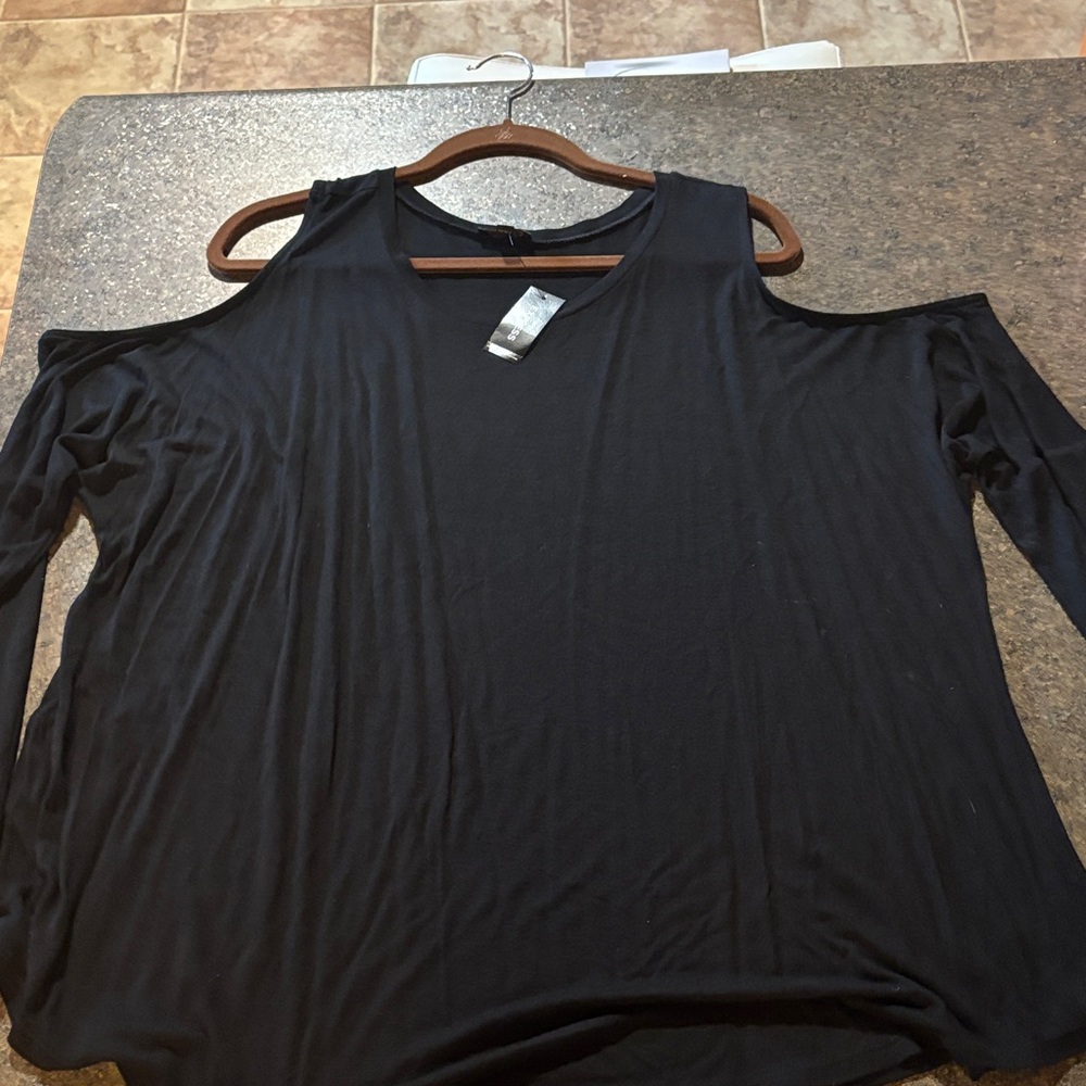 Express Black Cold Shoulder Blouse